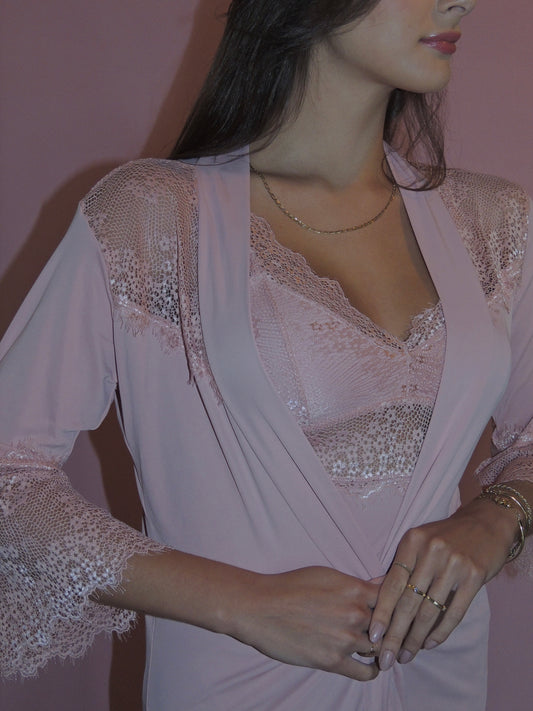 CONJUNTO ROBE E SHORT DOLL ROSÉ