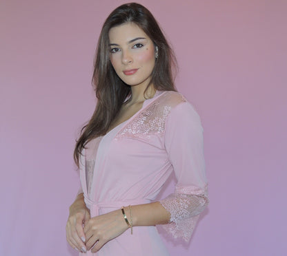 CONJUNTO ROBE E SHORT DOLL ROSÉ