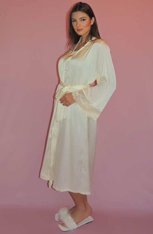 ROBE PÉROLA MIDI CETIM