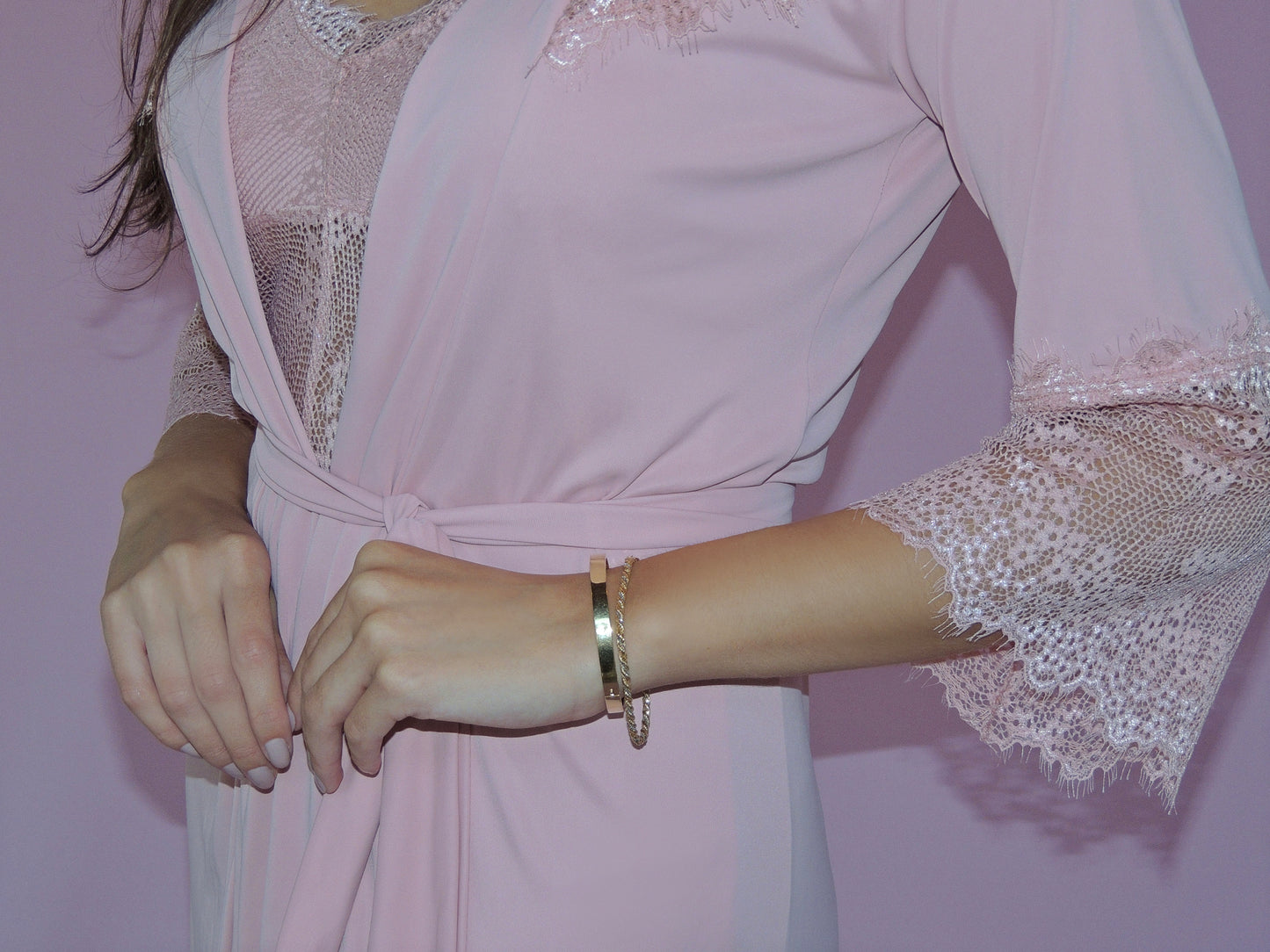 CONJUNTO CAMISOLA E ROBE ROSÉ